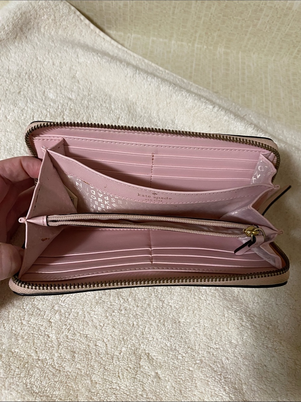 Kate Spade Pink Stud Trim Zip-Around Wallet - Picture 11 of 14